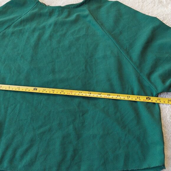 Boohoo Textured Relaxed Fit Blouse Women's 6 US Emerald Green Oversized - Picture 7 of 7
